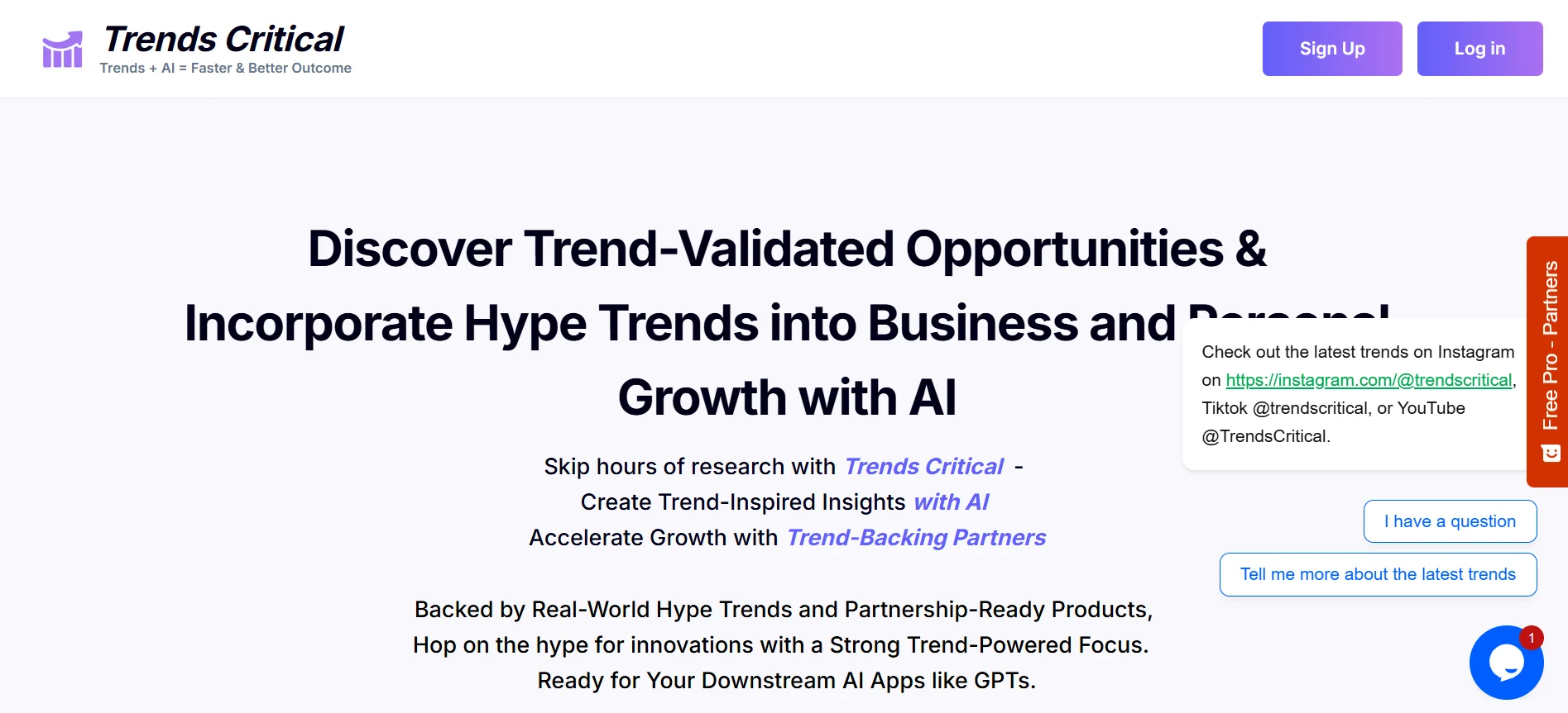 Trends Critical homepage