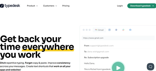 TypeDesk homepage