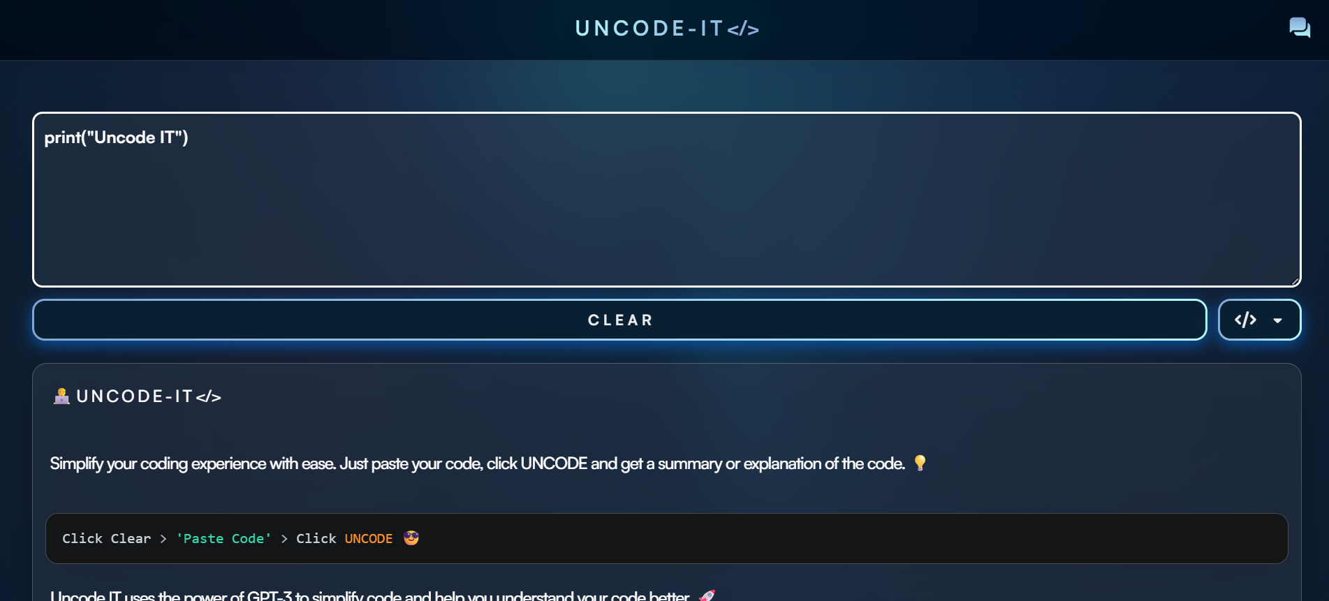 Uncode It homepage