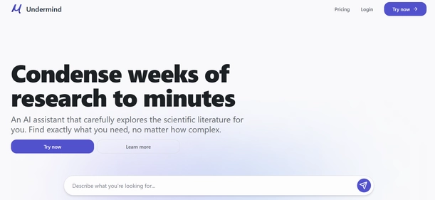 Undermind homepage