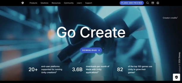 Unity homepage