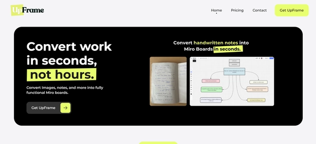 Upframe homepage