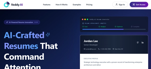 Veddy AI homepage