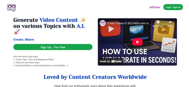 VidNarrate homepage