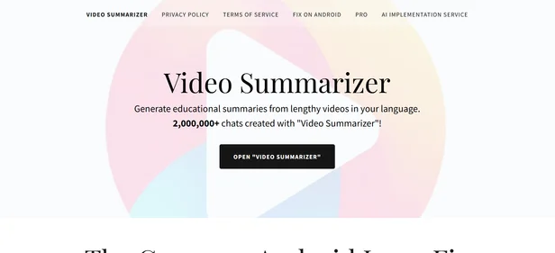 Video Summarizer AI homepage