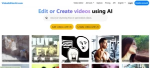VideoEditor AI homepage