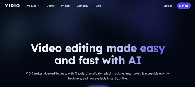 Vidio AI homepage