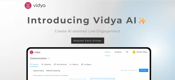 Vidya AI homepage