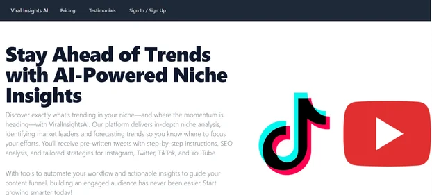 Viral Insights AI homepage
